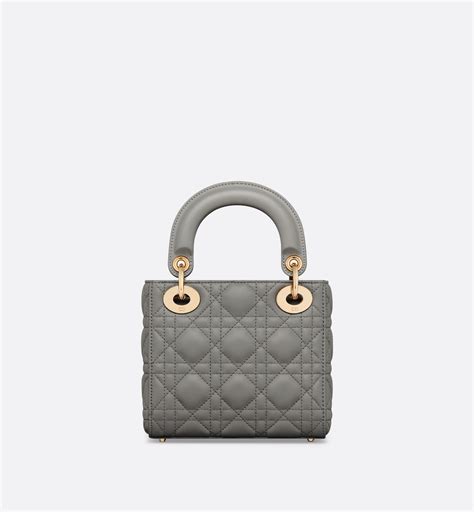 Mini Lady Dior Bag Stone Gray Cannage Lambskin